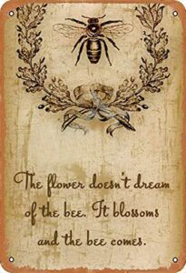 noete the bee bee insect chic vintage aluminum sign retro metal tin sign for home coffee wall decor 8x12 inch multicolor