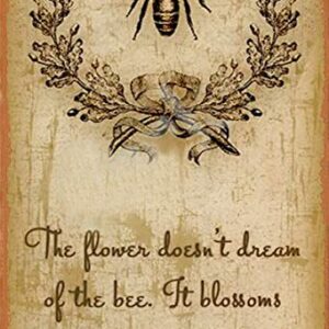 Noete The Bee Bee Insect Chic Vintage Aluminum Sign Retro Metal Tin Sign for Home Coffee Wall Decor 8x12 Inch Multicolor