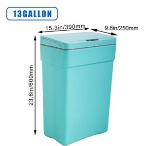 Ckofgdsue Trash Can Automatic Touchless Garbage Can Plastic Rectangle Rubbish Can with Lid Infrared Motion Sensor for Bathroom Kitchen Bedroom 13 Gallon 50 Liter(Blue)