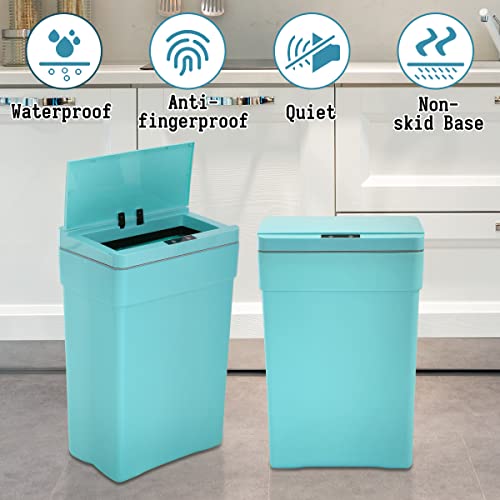 Ckofgdsue Trash Can Automatic Touchless Garbage Can Plastic Rectangle Rubbish Can with Lid Infrared Motion Sensor for Bathroom Kitchen Bedroom 13 Gallon 50 Liter(Blue)