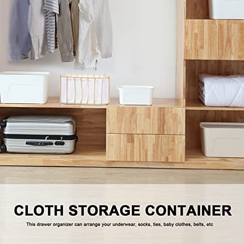 Cabilock Portable Closet Clothing Storage Bags 2PCS Wardrobe Clothes Organizer 7 Grids Jeans Storage Box Foldable Mesh Drawer Organizer for Bedroom Closet Wardrobe (Beige) Scarf Organizer