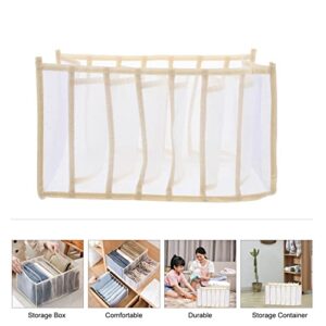 Cabilock Portable Closet Clothing Storage Bags 2PCS Wardrobe Clothes Organizer 7 Grids Jeans Storage Box Foldable Mesh Drawer Organizer for Bedroom Closet Wardrobe (Beige) Scarf Organizer