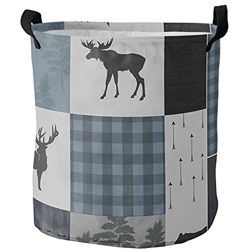 Laundry Basket Farm Bear Moose and Forest Vintage Style Hampers for Laundry Room/Dorm/Nursery Collapsible Clothes Hamper with Handle Waterproof Storage Baskets for Bedrooms/Bathroom 16.5x17in