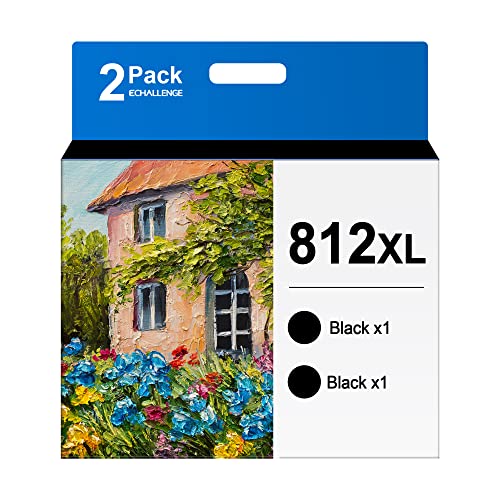 ECHALLENGE Remanufactured 812XL 812 XL 812 Ink Cartridge Replacement for Epson 812XL 812 XL 812 T812XL T812 Compatible with Workforce Pro WF-7820 WF-7840 Workforce EC-C7000 Printer (2 Black)