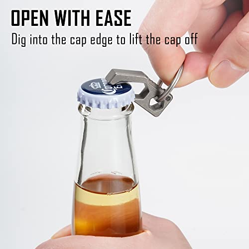 KeyUnity KA13 Titanium Bottle Opener Keychain, 2 in 1 EDC Keychian Tool Beer Opener & Screw Driver, Suitable for All Glass Bottle Caps