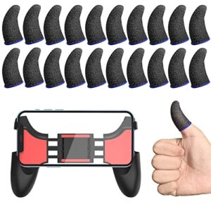 20 pieces silver fiber gaming finger sleeves,mobile game controller grip finger seamless touchscreen thumb cover thumb finger sleeve for pubg, league of legend, rules of survival, knives out, fortnine