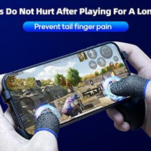 20 Pieces Silver Fiber Gaming Finger Sleeves,Mobile Game Controller Grip Finger Seamless Touchscreen Thumb Cover Thumb Finger Sleeve for PUBG, League of Legend, Rules of Survival, Knives Out, Fortnine