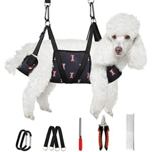 Supet Dog Grooming Hammock Harness for Cats Dogs, Relaxation Pet Grooming Hammock Restraint Dog & Small Animal Leashes Sling for Grooming Dog Grooming Helper for Nail Trimming Clipping Grooming