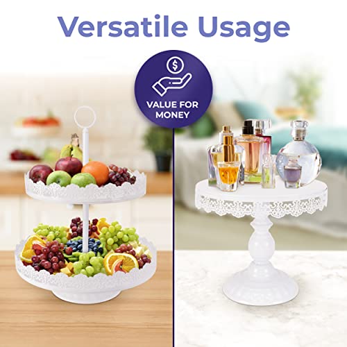 Tiered Cake Stand 5 Pc. Set with 3-Tier, 2-Tier, and Round Displays, Pedestal Dessert Stands, and Square Serving Tray Platter for Cupcakes, Pies, Cookies, Pastries, and Snacks