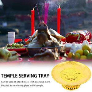 BESPORTBLE Golden Fruit Dish 2 Pcs Buddhist Offering Plates Sacrificial Fruit Tray Tribute Food Bowls Dish Religious Blessing Snack Tray Aromatherapy Tray for Altar Rituals Supplies Offering Bowls