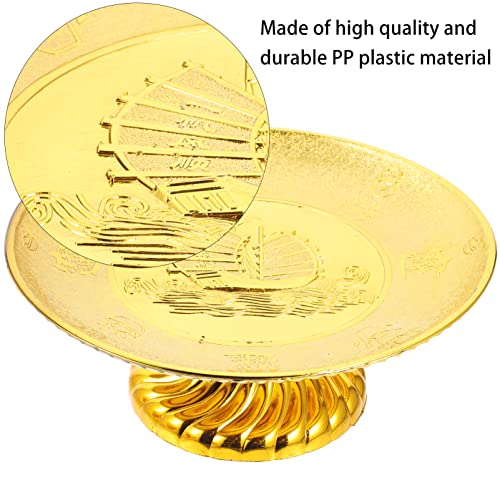 BESPORTBLE Golden Fruit Dish 2 Pcs Buddhist Offering Plates Sacrificial Fruit Tray Tribute Food Bowls Dish Religious Blessing Snack Tray Aromatherapy Tray for Altar Rituals Supplies Offering Bowls
