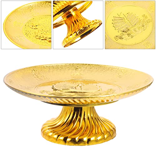 BESPORTBLE Golden Fruit Dish 2 Pcs Buddhist Offering Plates Sacrificial Fruit Tray Tribute Food Bowls Dish Religious Blessing Snack Tray Aromatherapy Tray for Altar Rituals Supplies Offering Bowls