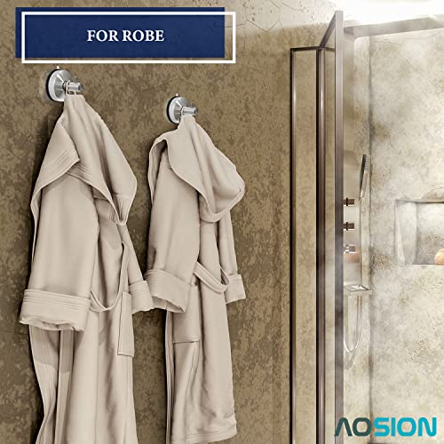 AOSION 4PCS SUS 304 Stainless Steel Suction Cup Hooks Shower Hook Suction Hangers,Removable for Bathroom,Kitchen,Towel,Brushed Finished, Silver (Style A)