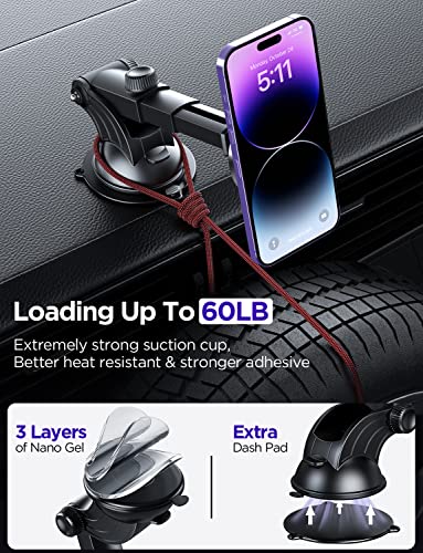 TIKECO for MagSafe Car Mount Charger, 15W Fast Charging Magnetic Wireless Car Charger Air Vent Dash Windshield Car Phone Holder Mount for iPhone 15/14/13/12 Series and MagSafe/Magnetic Cases