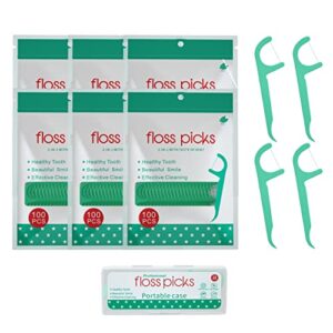 mint dental floss picks,tooth picks flossers for adults，600 count with a portable travel cases floss