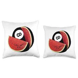 Funny Melone billiards Size Gift Idea for Birthday Watermelon Player Snooker Billiards Throw Pillow, 18x18, Multicolor