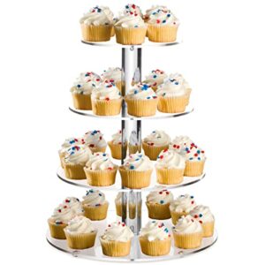 cupcake tower stand | acrylic muffin tower fits 36 cupcakes | 4 tier cake stand for wedding cakes, parties and décor | clear