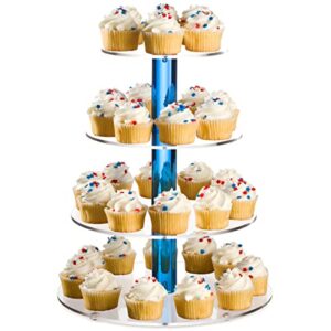 rcz décor cupcake tower stand | acrylic muffin tower fits 36 cupcakes | 4 tier cake stand for wedding cakes, parties and décor | blue