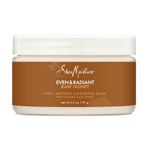 sheamoisture even and radiant face cleanser for uneven skin tone and dark spots 3-in-1 cleansing balm with raw honey 3.2 oz