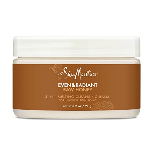 SheaMoisture Even and Radiant Face Cleanser For Uneven Skin Tone and Dark Spots 3-in-1 Cleansing Balm With Raw Honey 3.2 oz