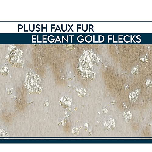 LAKKH Fourtue 4.2x6ft Faux Cowhide Rug - Synthetic Cow Hide Rug - Cowhide Rug Faux - Cowhide Rugs for Living Room Bedroom & Home Office - Plush Synthetic Fur w/ Soft Backing (Gold & Cream) (L-02)