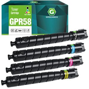 greenbox remanufactured gpr58 high-yield toner cartridge replacement for canon gpr-58 for advance ir-adv c256 c256if c356 c356if dx c257 c257if c357 c357if printer (23,000 pages, kcmy, 4-pack)