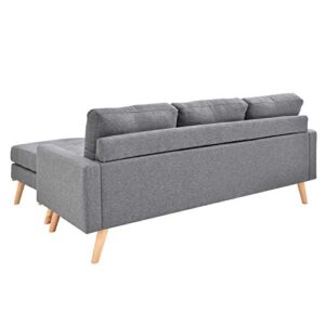 AC Pacific Shelby Mid Century Modern Living Room Tufted Sectional Set, LF, Pewter Grey