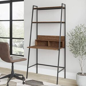 VIFAH District Indoor Metal 2-Tier Ladder w/Desk, 33 x 19.5 x 71, Walnut