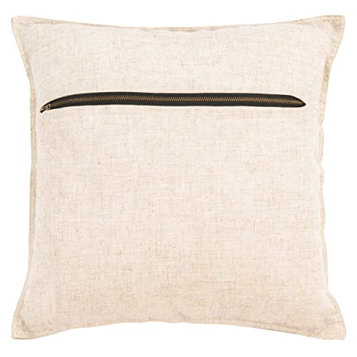 SAFAVIEH Home Collection Karya Camel Faux Suede 18-inch Decorative Accent Insert Throw Pillow, 1'6" Square