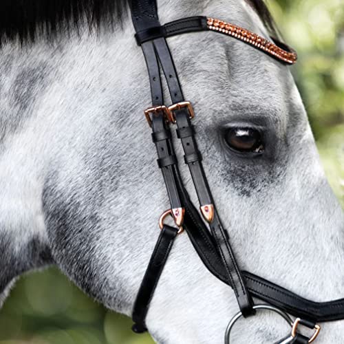 Lumiere Equestrian 'Aria' Anatomic Leather Bridle (Euro Version) Black Standard Leather & Rubber Grip Warmblood