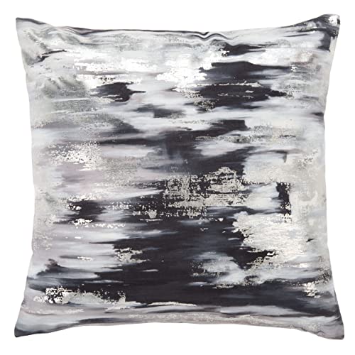 SAFAVIEH Home Collection Andrine Modern Abstract 18-inch Decorative Accent Insert Throw Pillow, 1'6" Square, Navy/Silver