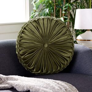 safavieh home collection leila calliste green button tufted 18-inch decorative accent insert throw pillow, 1'6" round