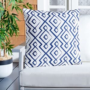 safavieh home collection lansana indoor/outdoor modern geometric navy blue 18-inch square decorative accent insert throw pillow, 1'6"