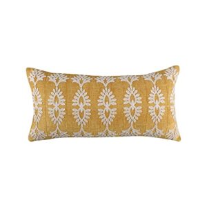 levtex home - presidio - decorative pillow (12in. x 24in.) - crewel stitched - yellow ochre and white