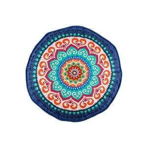 levtex home - fantasia - decorative pillow (18in. round) - round medallion - blue, orange, teal and white