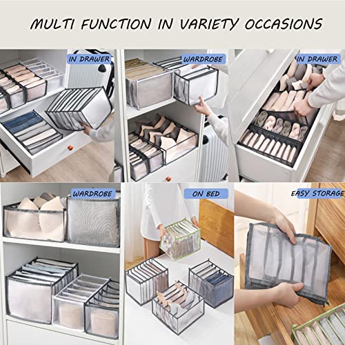 Haster 5pcs Foldable Wardrobe Closet Organizers, Portable Visible Grid Storage Box Washable Storage Containers Clothing Storage Bins for Underwear, Socks, Scarves, Leggings, Skirts, T-shirts, Jeans