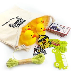 LANBAIHE Drawstring Gift Bag,Linen Bag,Rubber Duck Drawstring Bag, You've Been Ducked Game Bag,Rubber Duck and Dukced Tags Storage Bags,Gift Wrap Bags,13x10.23inches(Rubber Duck Design)