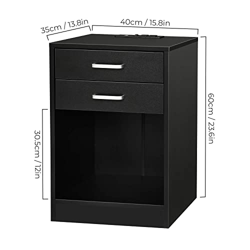 Tiptiper Nightstand Set of 2 with Charging Station,Black Night Stands for Bedroom,End Table Side Cabinet