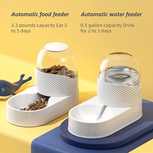 Automatic Cat Feeders Pet Water Dispenser Suit, Anti-blocking and Anti-overturning Design, Automatic Gravity Dog Feeder Dog Water Bowl Dispenser,suitable for Cats and Small and Medium Pet Dogs