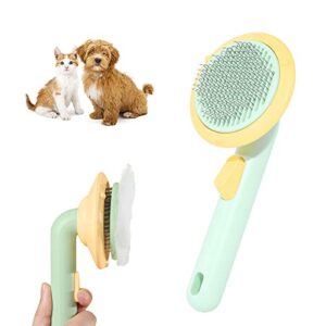 cat brush self cleaning slicker brush for dogs cats, pet grooming brush tool removes loose undercoat, mats, tangled hair