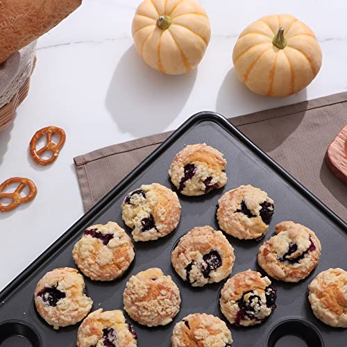 HONGBAKE 48 Cup Mini Muffin Pan, Small Cupcake Pan, Premium Nonstick Muffin Tin for Baking Cheesecake, Dishwasher Safe and Heavy Duty, Carbon Steel