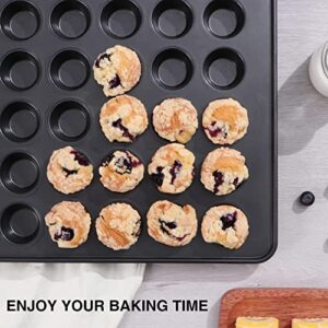 HONGBAKE 48 Cup Mini Muffin Pan, Small Cupcake Pan, Premium Nonstick Muffin Tin for Baking Cheesecake, Dishwasher Safe and Heavy Duty, Carbon Steel