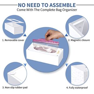 NPPLUS Bag Storage Organizer, Acrylic Baggie Organizer Plastic Bag Dispenser Holder For Gallon Quart Sandwich And Snack, Compatible With Cling Wrap, Wax, Foil - 4 Pack, White