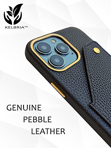 KELBRIA Crossbody iPhone 13 Pro Max Case with Card Holder for Women – Leather iPhone 13 Pro Max Case with Strap – iPhone 13 Pro Max Wallet Case for Women – Black Pebble Leather