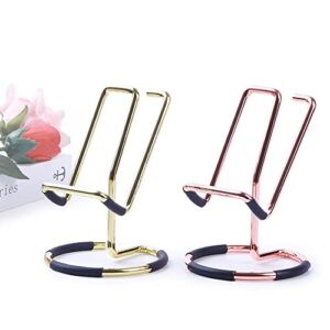 cell phone stand for iphone 13 12, phone dock: holder, cradle, stand for office desk, 2022 stable and durable fashion phone bracket - 2 pcs (gold and rose gold)