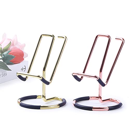 Cell Phone Stand for iPhone 13 12, Phone Dock: Holder, Cradle, Stand for Office Desk, 2022 Stable and Durable Fashion Phone Bracket - 2 PCS (Gold and Rose Gold)