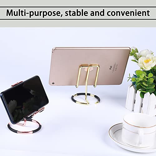 Cell Phone Stand for iPhone 13 12, Phone Dock: Holder, Cradle, Stand for Office Desk, 2022 Stable and Durable Fashion Phone Bracket - 2 PCS (Gold and Rose Gold)