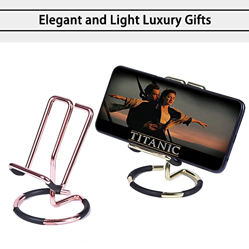 Cell Phone Stand for iPhone 13 12, Phone Dock: Holder, Cradle, Stand for Office Desk, 2022 Stable and Durable Fashion Phone Bracket - 2 PCS (Gold and Rose Gold)