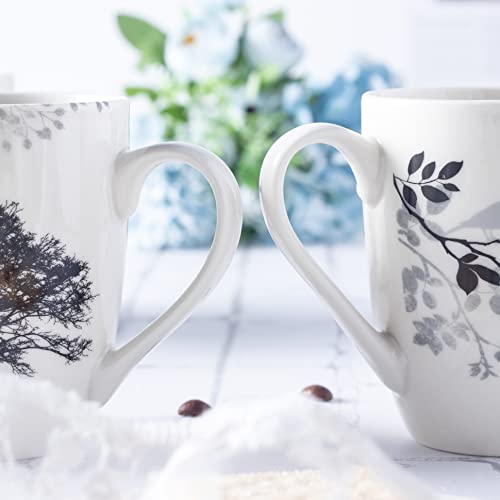 Set of 4 Coffee Mug Sets, 12 OZ Ceramic Coffee Mugs, Set with Different Tree Patterns Coffee Cup