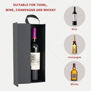RYDDOY Wine Gift Box, 12.8x3.7x3.7 Inches Black Wine Bottle Boxes With Handle for Liquor and Champagne Magnetic Closure Collapsible Gift Box for Party, Wedding, Gift Wrap, Storage